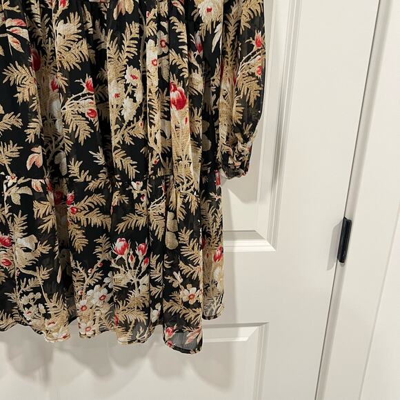 NWT H and‎ M Women's Plus Size Longsleeve Short Dress Brown Black Size 4XL - Picture 2 of 11